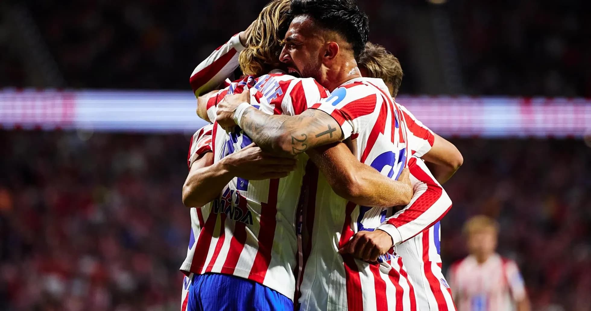 Atletico Madrid players celebrating a goal