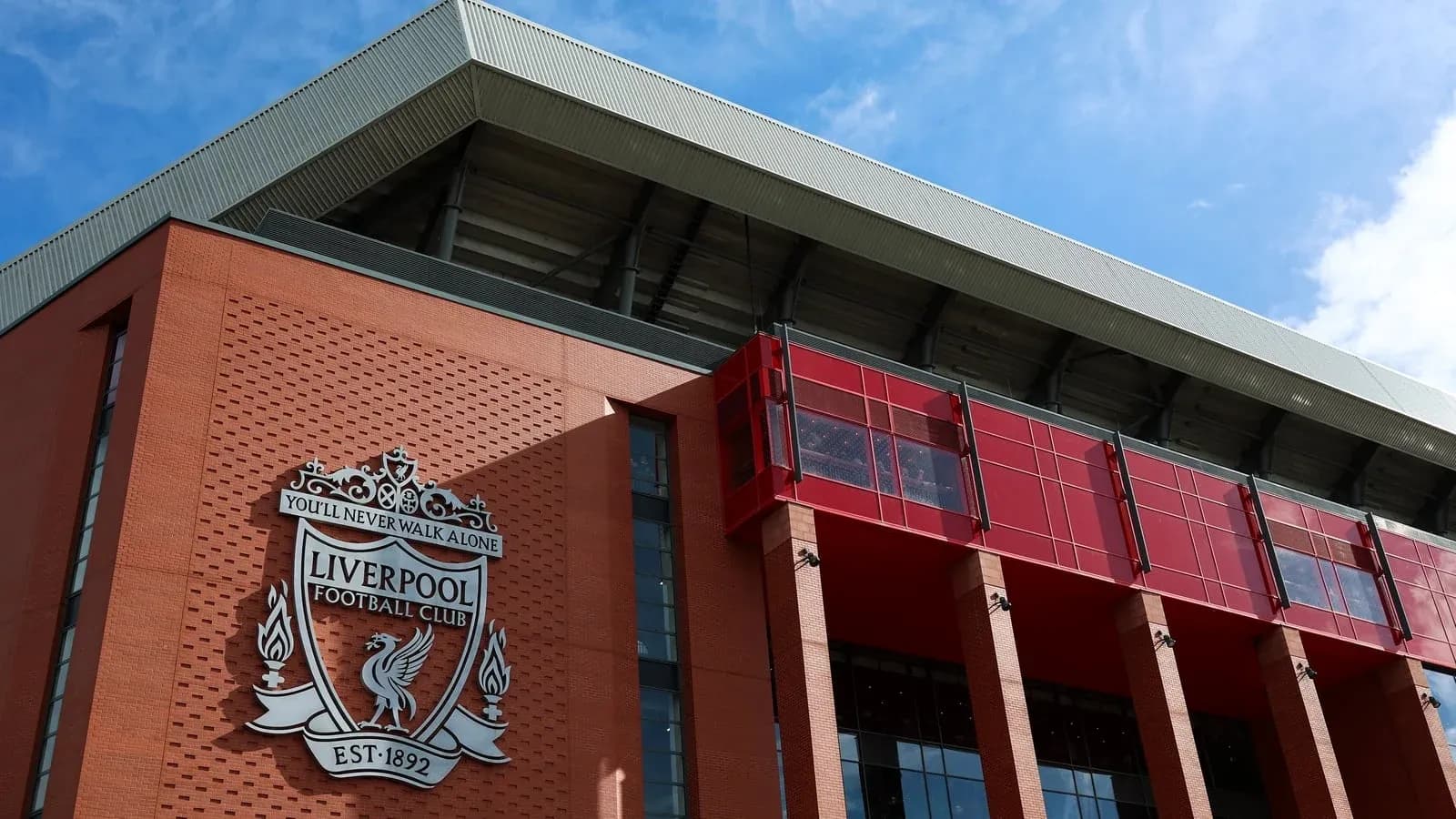 Exterior view of Liverpool Football Club's stadium