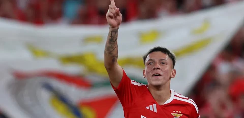 Benfica player celebrating a goal during match