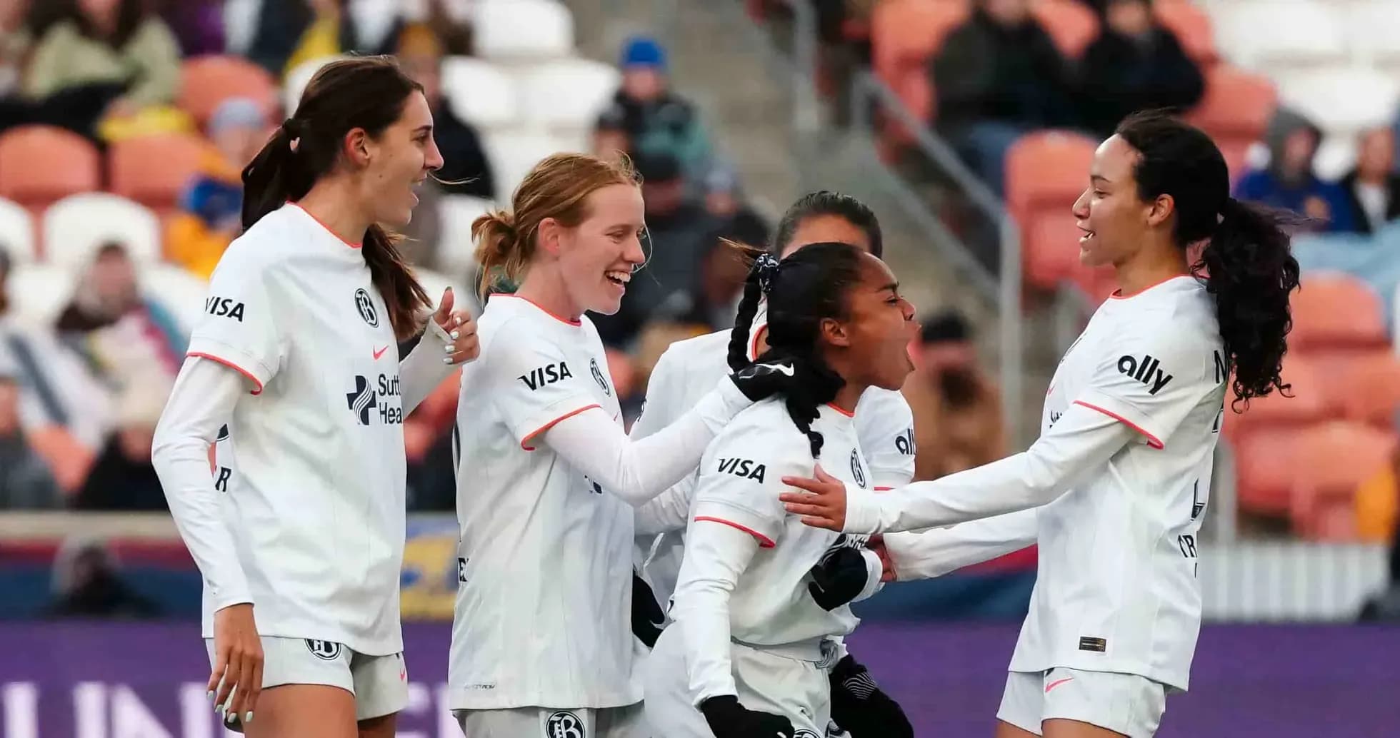 Celebration of players after scoring a goal