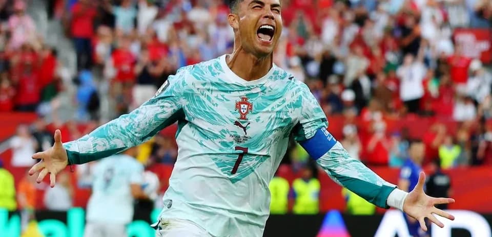 Cristiano Ronaldo celebrating a goal for Portugal