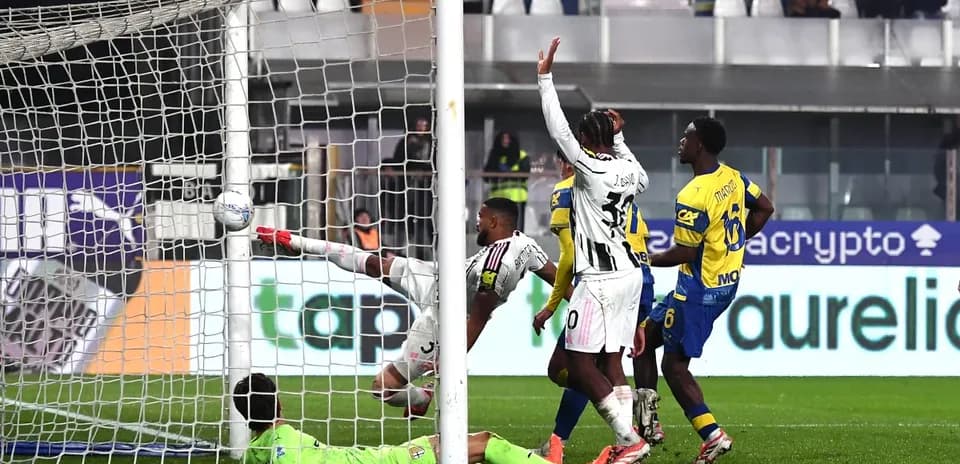 Juventus player attempts to score against Parma