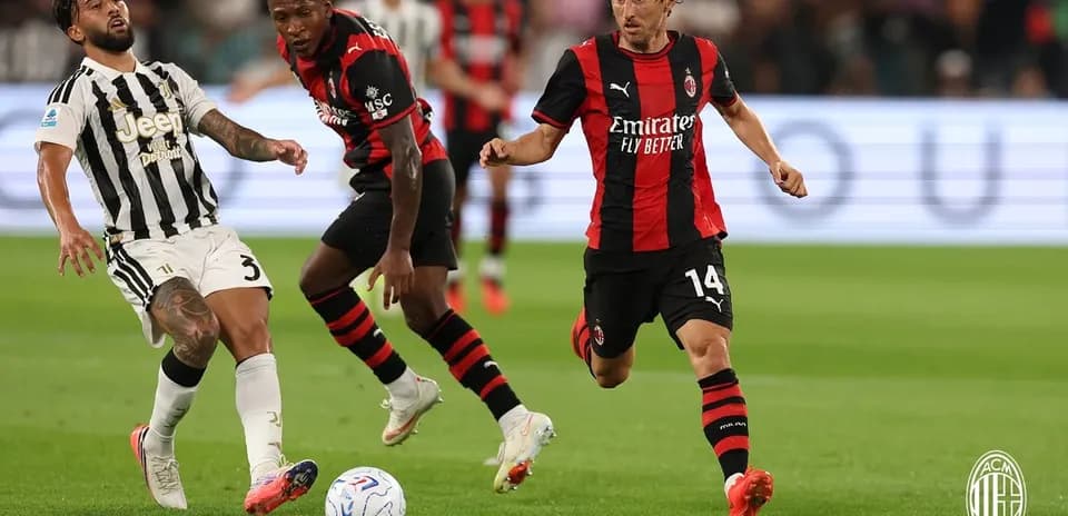 Juventus and AC Milan players in action