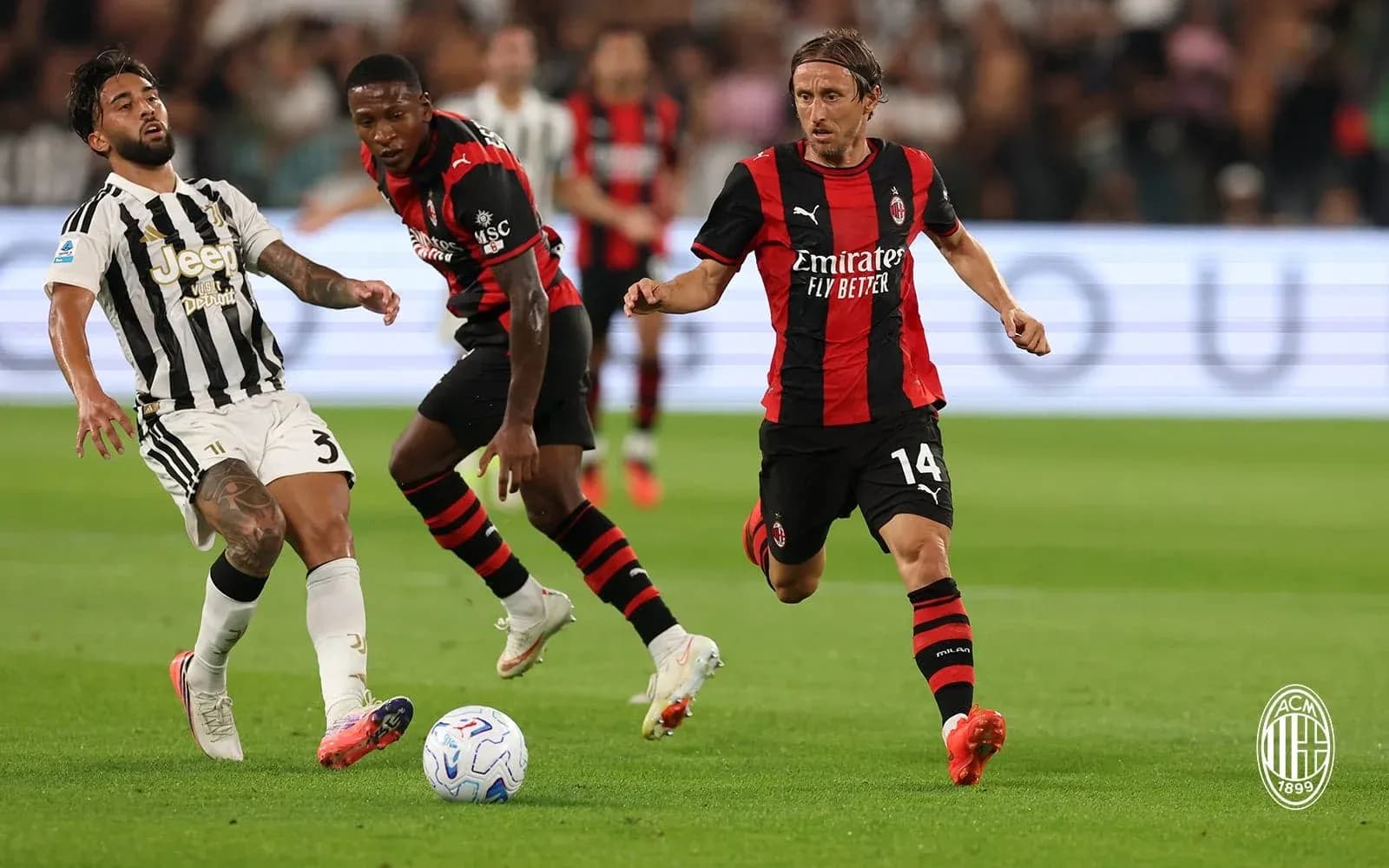 Juventus and AC Milan players in action