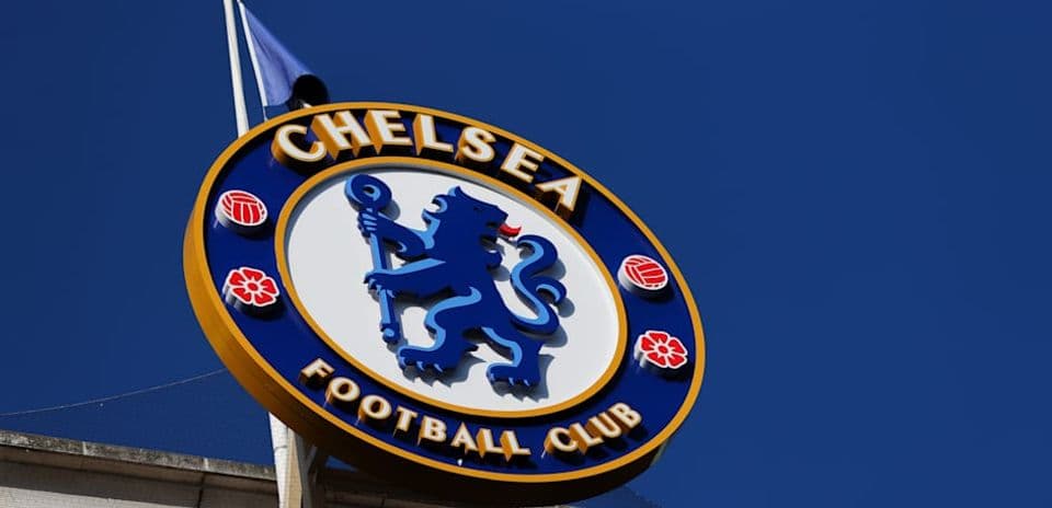 Chelsea Football Club logo against blue sky