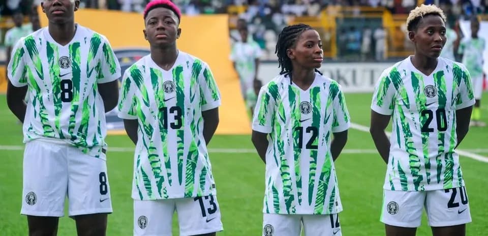 Four Nigerian female players lined up before match
