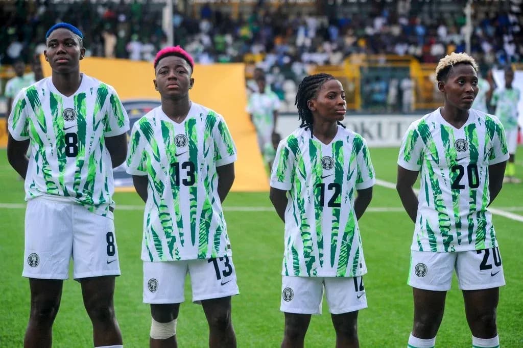 Four Nigerian female players lined up before match