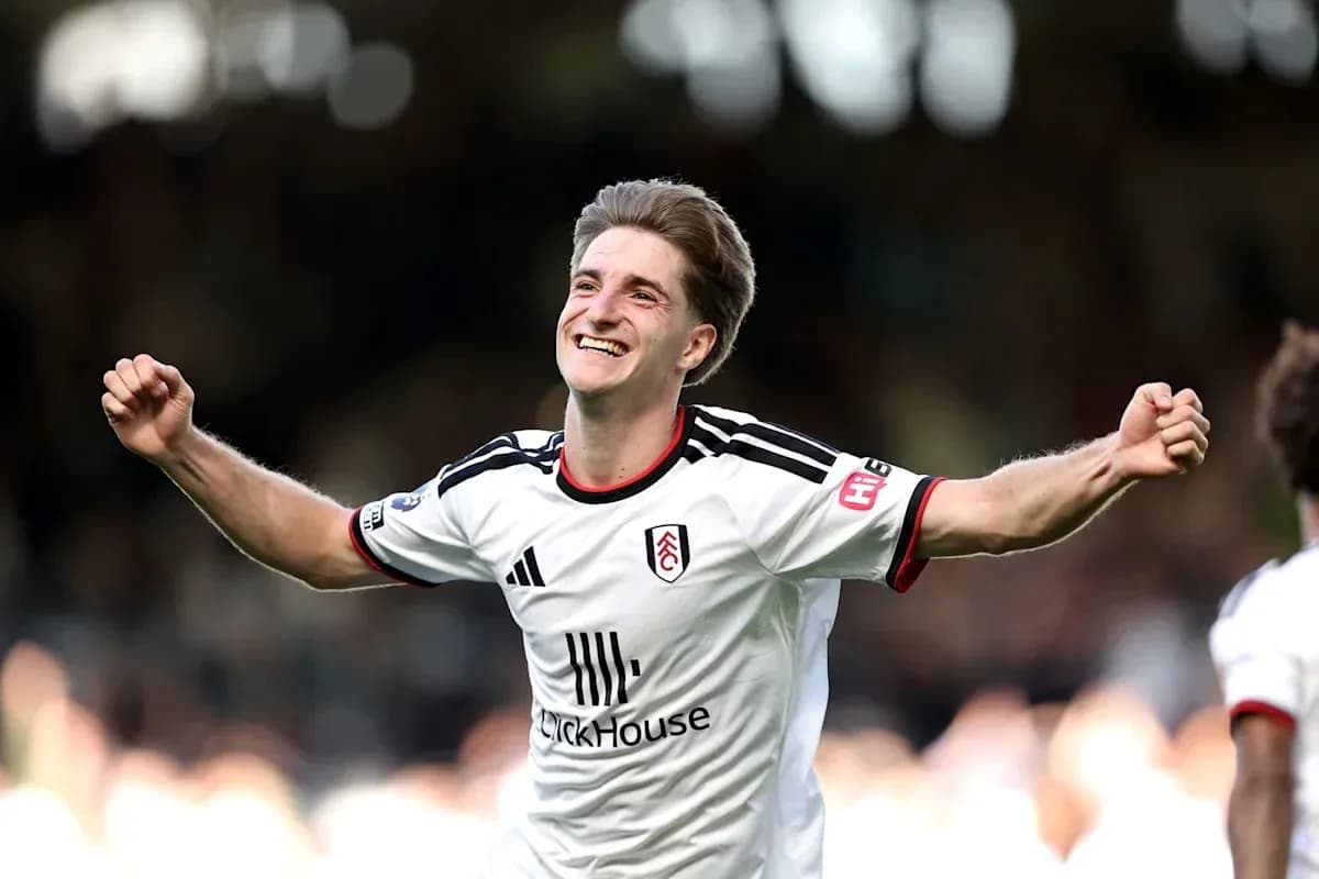 Fulham player celebrating after scoring a goal