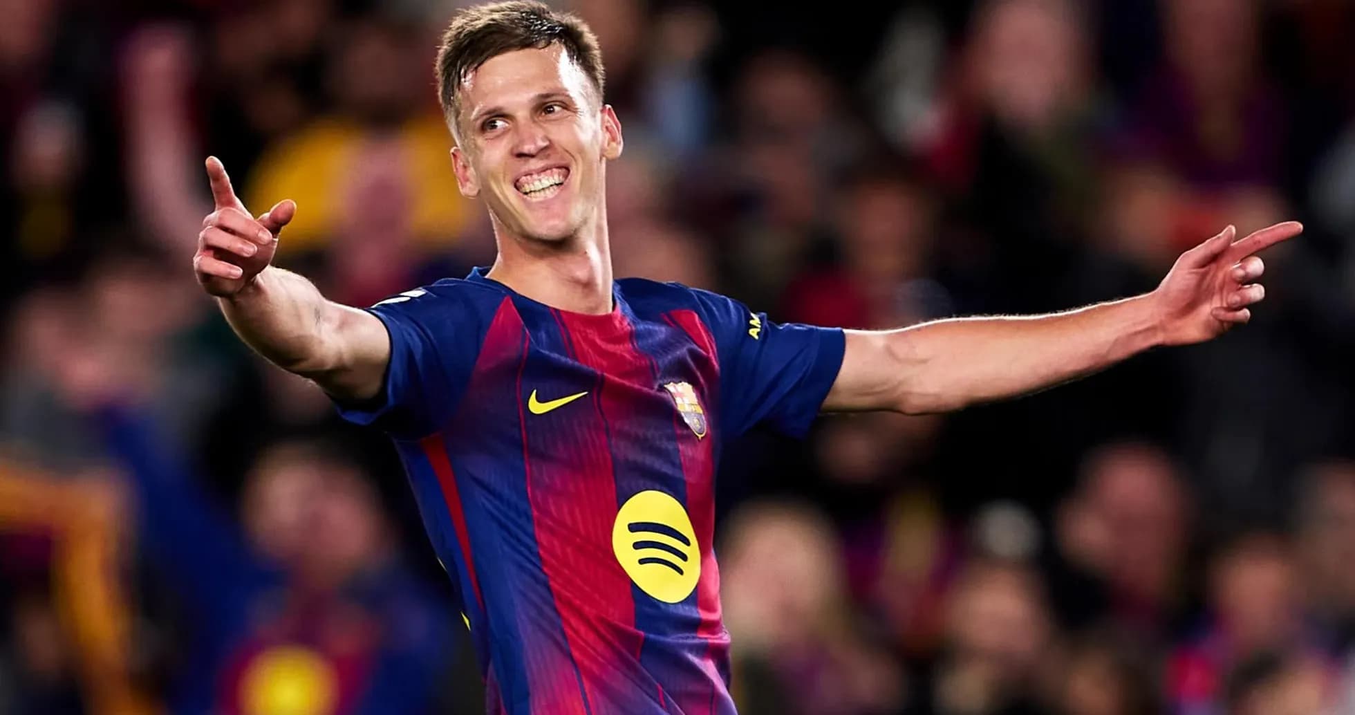 Barcelona player celebrating a goal during match