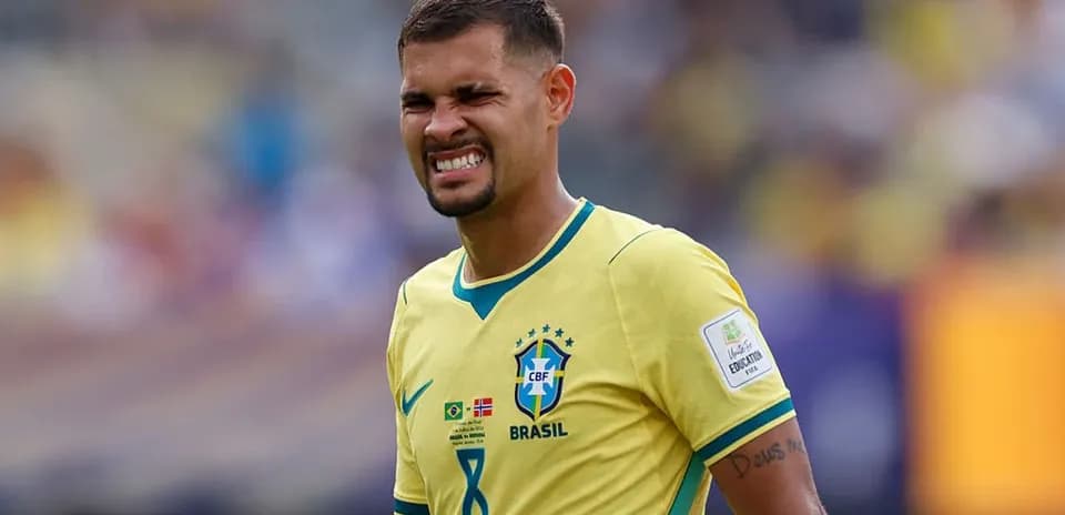 Player in Brazil jersey reacting during a match