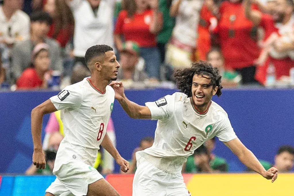 Moroccan players celebrating during a match