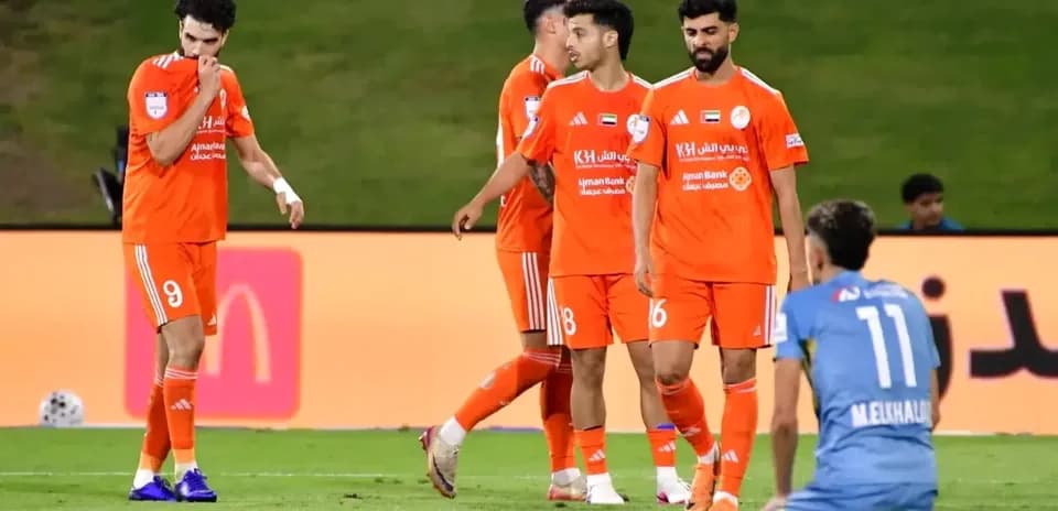 Ajman U23 players celebrating a goal