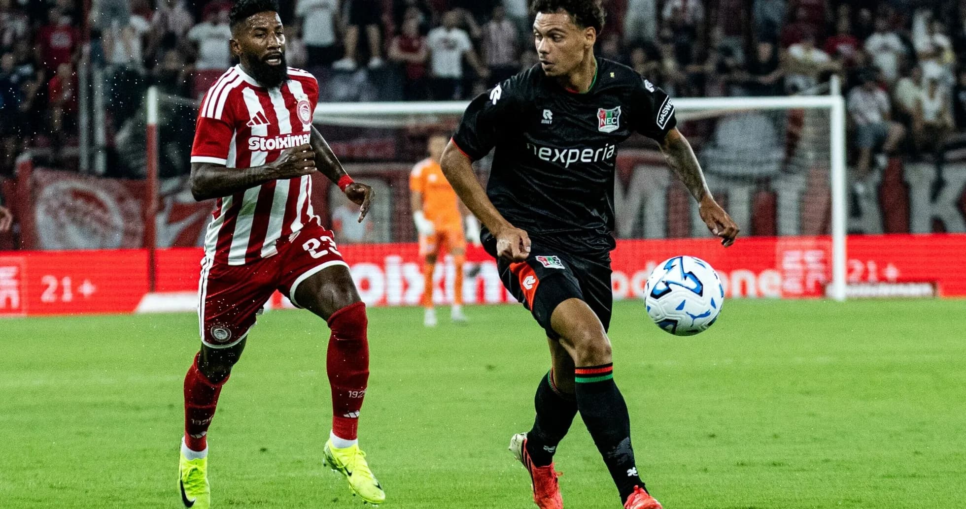 Player from NEC Nijmegen dribbling the ball