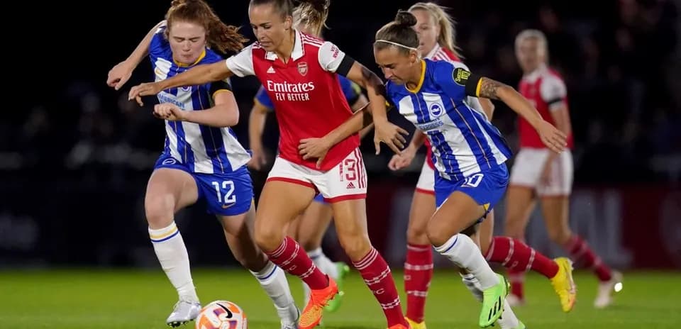 Players competing during Brighton W vs Arsenal W match