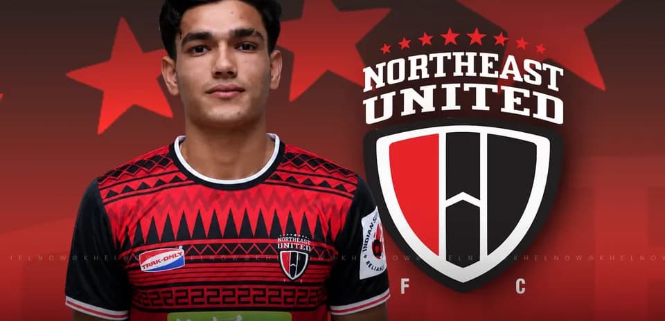 Player in Northeast United FC jersey with logo