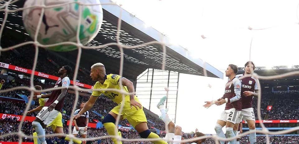 Goal action during Tottenham vs Aston Villa match