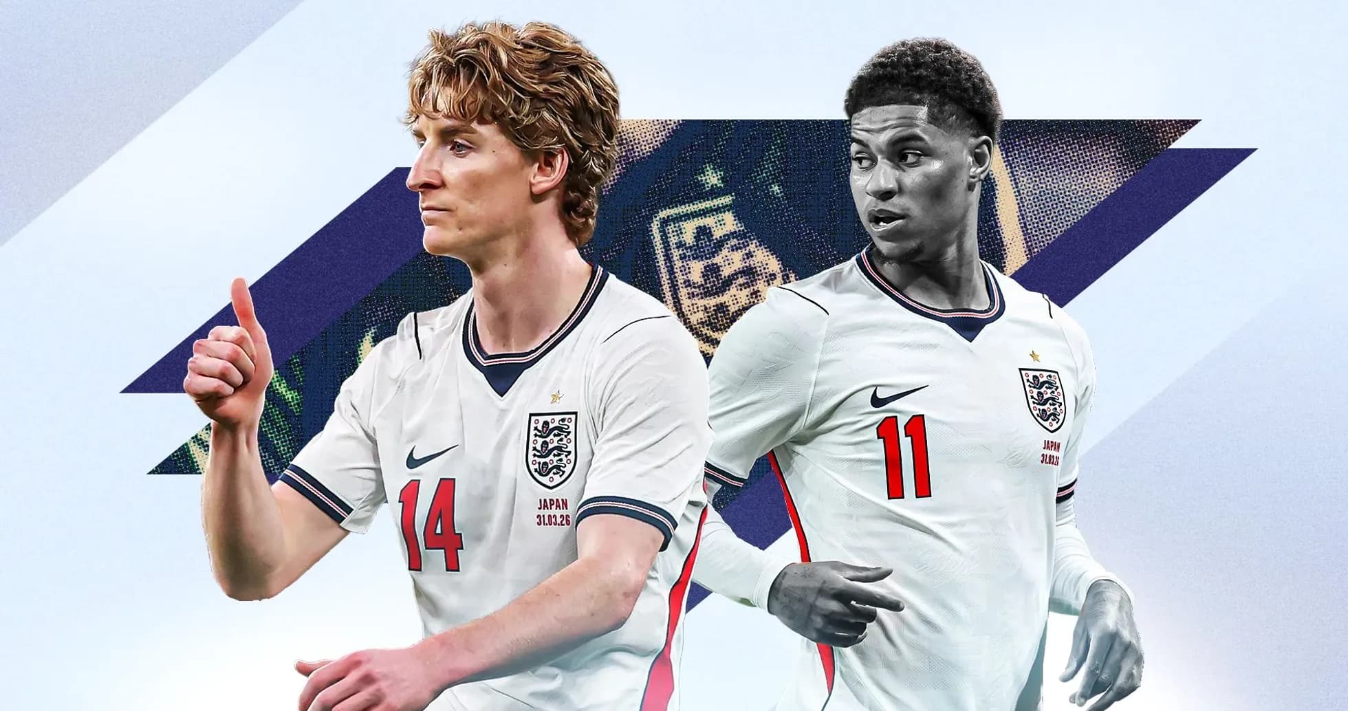 Two England players in national team kits