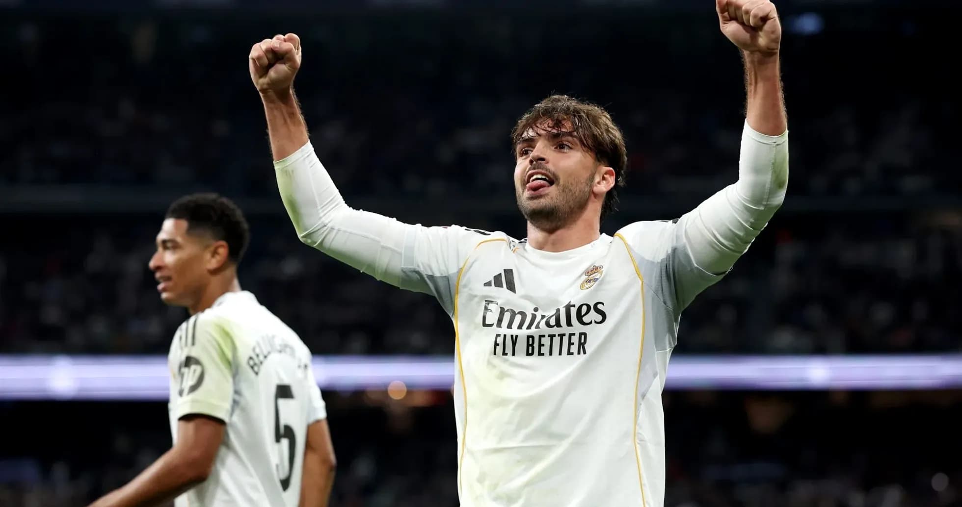 Real Madrid player celebrating during match