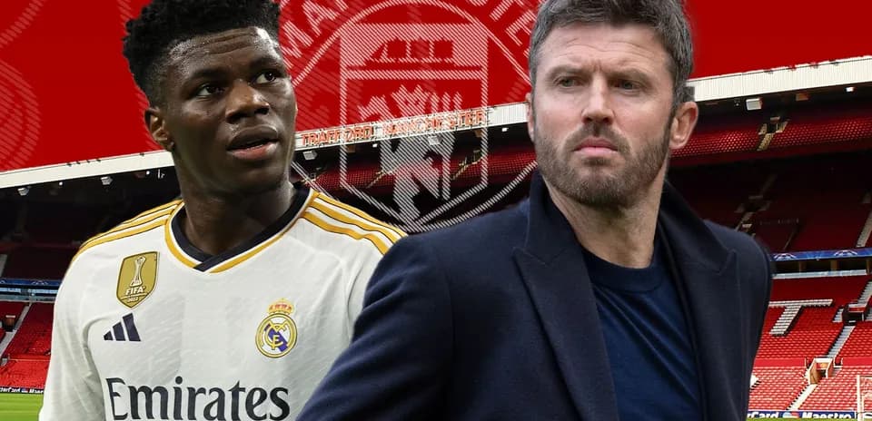 Player in Real Madrid kit with coach at stadium
