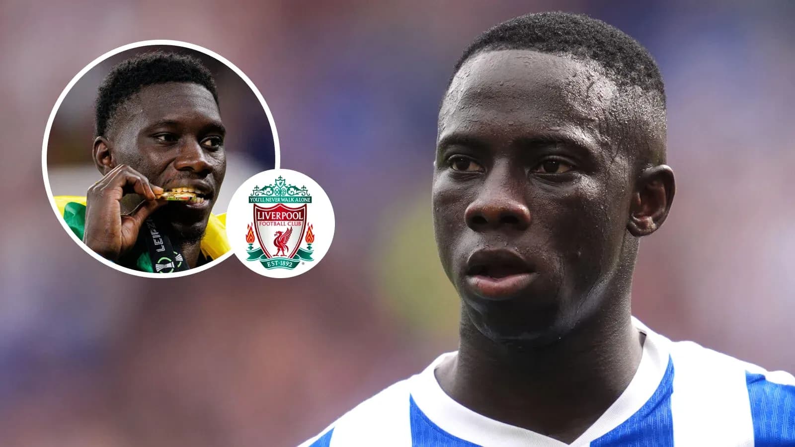 Player in close-up during match with Liverpool logo