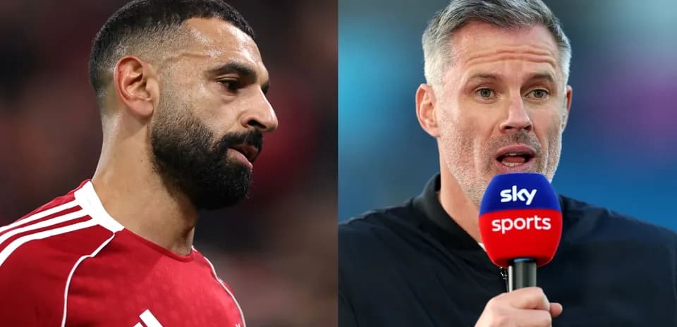 Mohamed Salah and Jamie Carragher during an interview