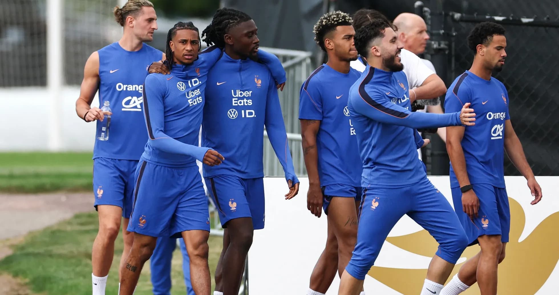 French national team players walking during training session