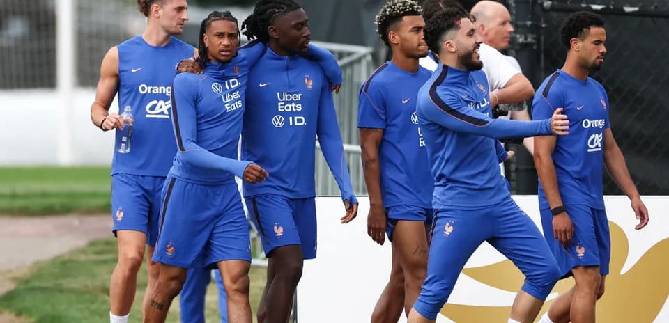 French national team players walking during training session