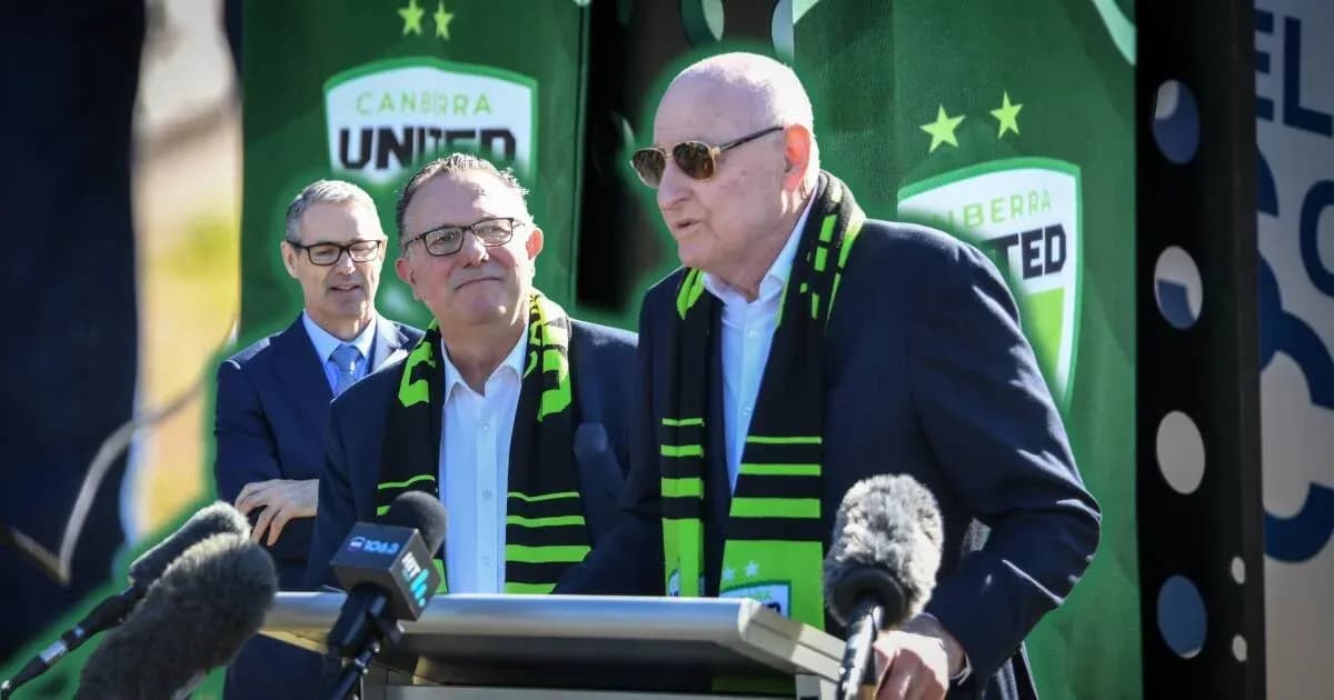 Officials speaking at Canberra United press conference