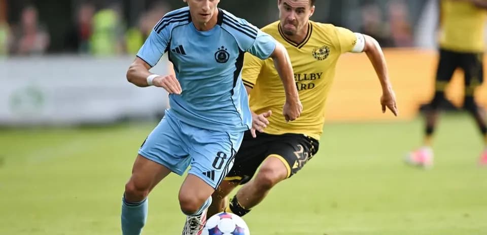 Player from Slovan Bratislava dribbling the ball