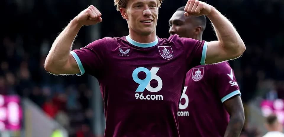 Burnley player celebrating during match