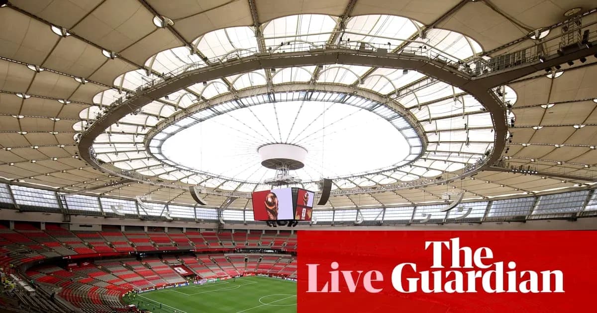 Interior view of stadium with circular roof structure
