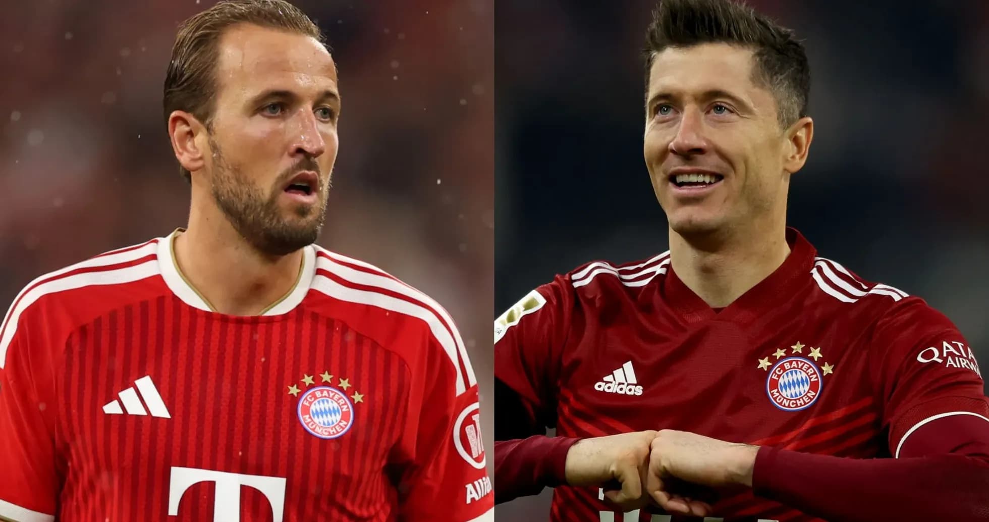 Harry Kane and Robert Lewandowski in Bayern Munich jerseys