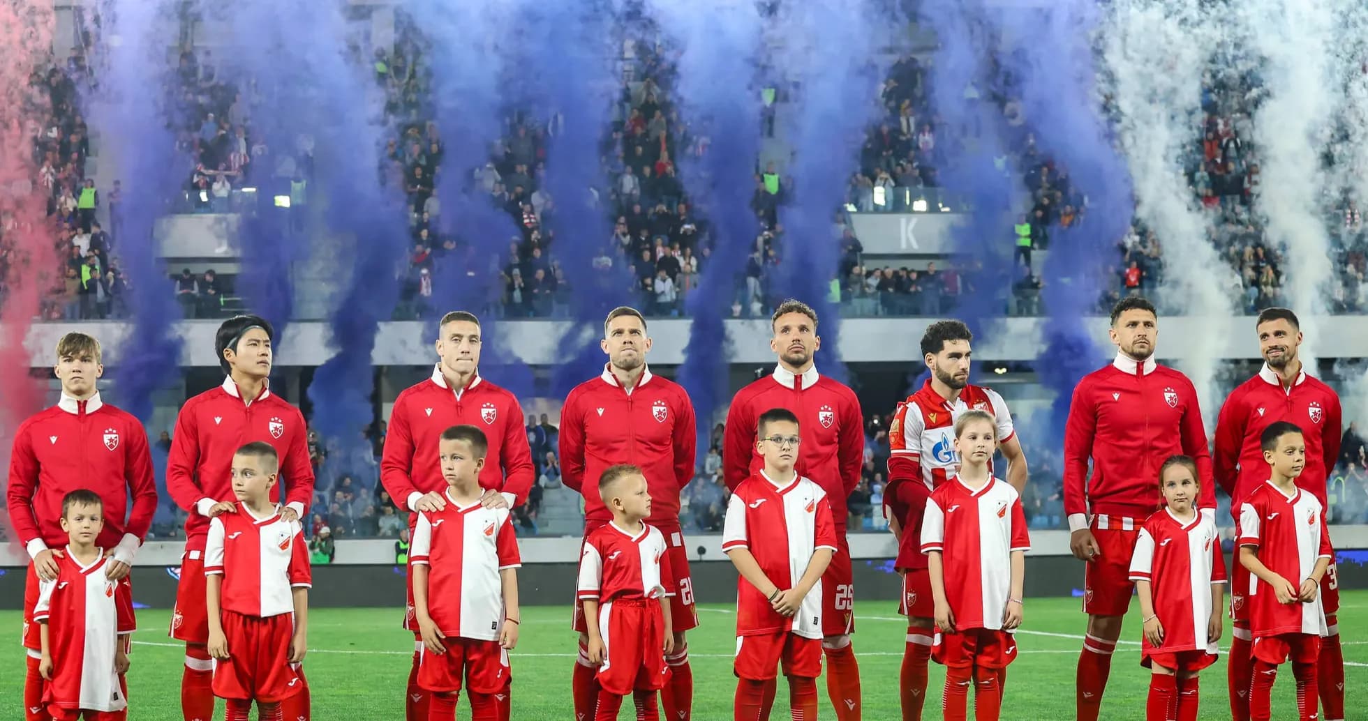 FK Crvena Zvezda players lined up before match