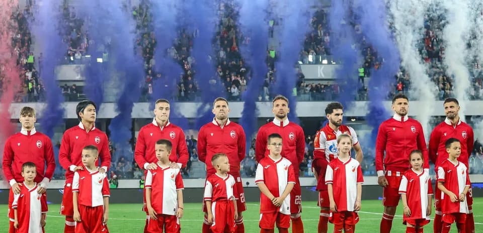 FK Crvena Zvezda players lined up before match