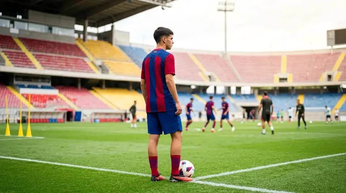 Player preparing to take a corner kick during practice