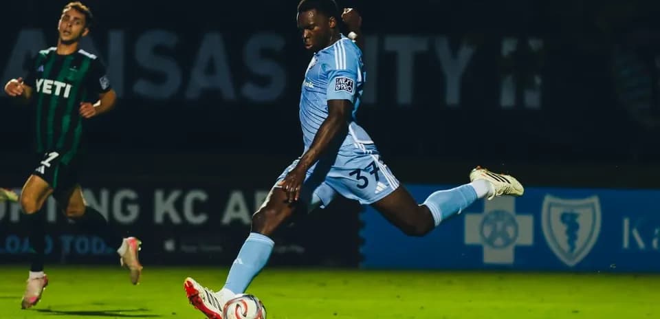 Player kicking the ball during MLS Next Pro match