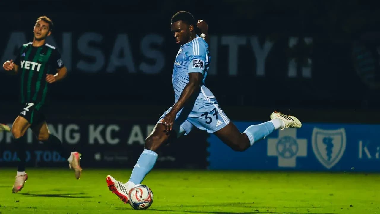 Player kicking the ball during MLS Next Pro match