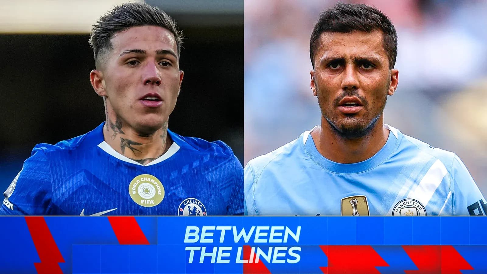 Chelsea and Manchester City players facing each other