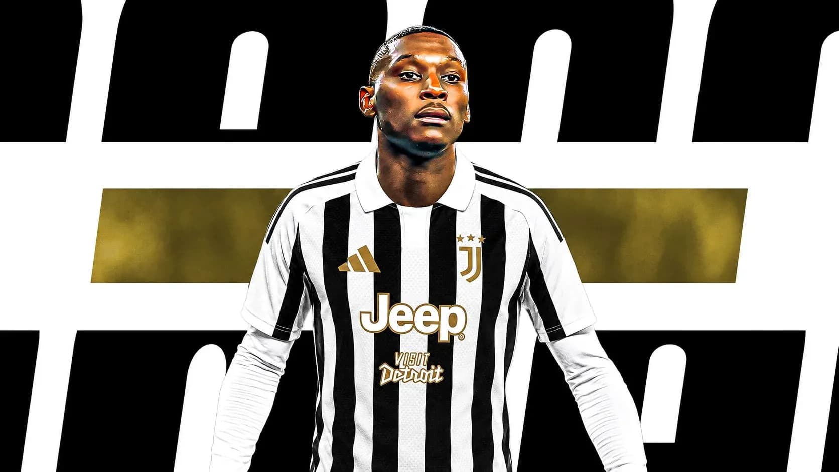Player in Juventus jersey with team logo displayed