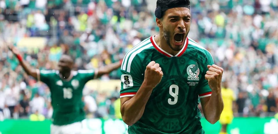 Player celebrating goal during Mexico vs South Africa match