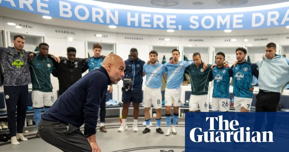 Manager addressing players in locker room before match