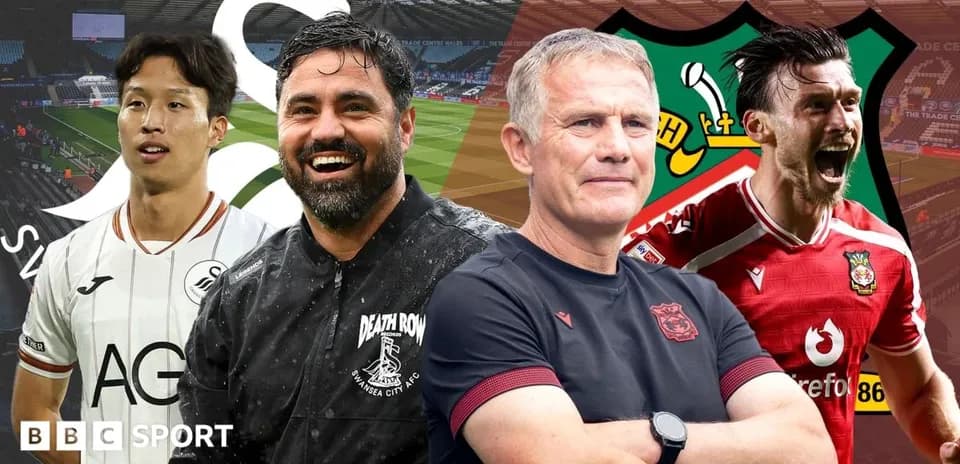 Swansea City and Wrexham players and managers featured
