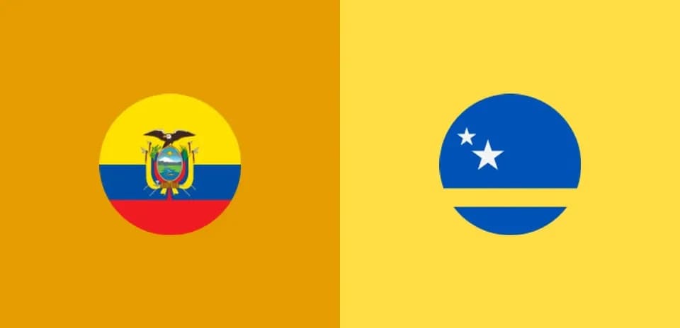 Flags of Ecuador and Curacao on colorful background
