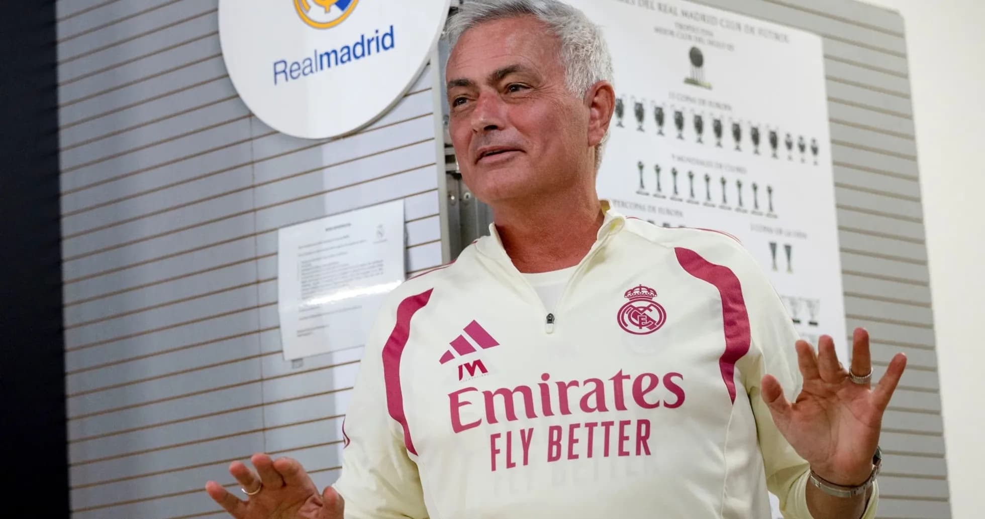 Manager speaking at Real Madrid training facility