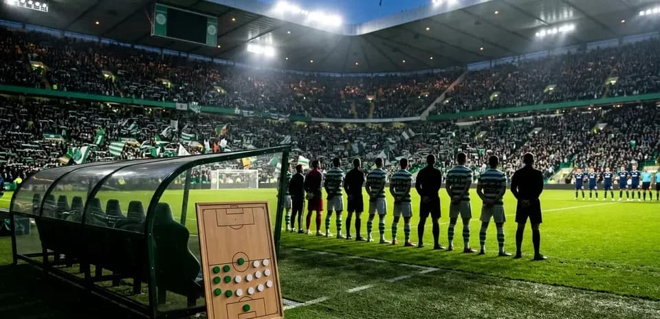 Celtic players standing before UEFA match