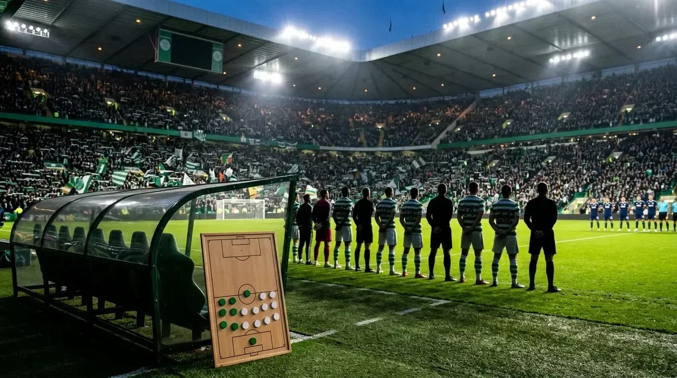 Celtic players standing before UEFA match