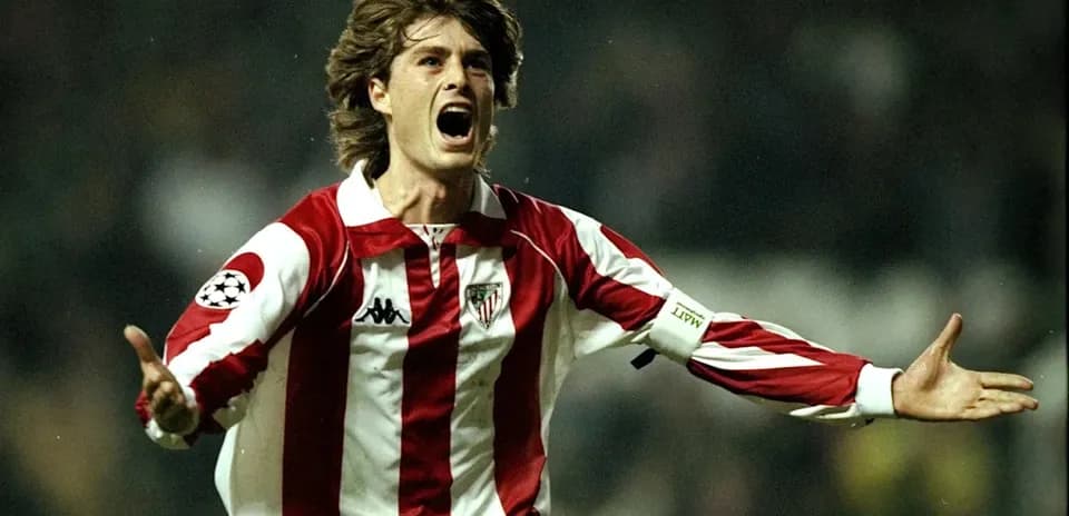 Player celebrating a goal for Athletic Bilbao