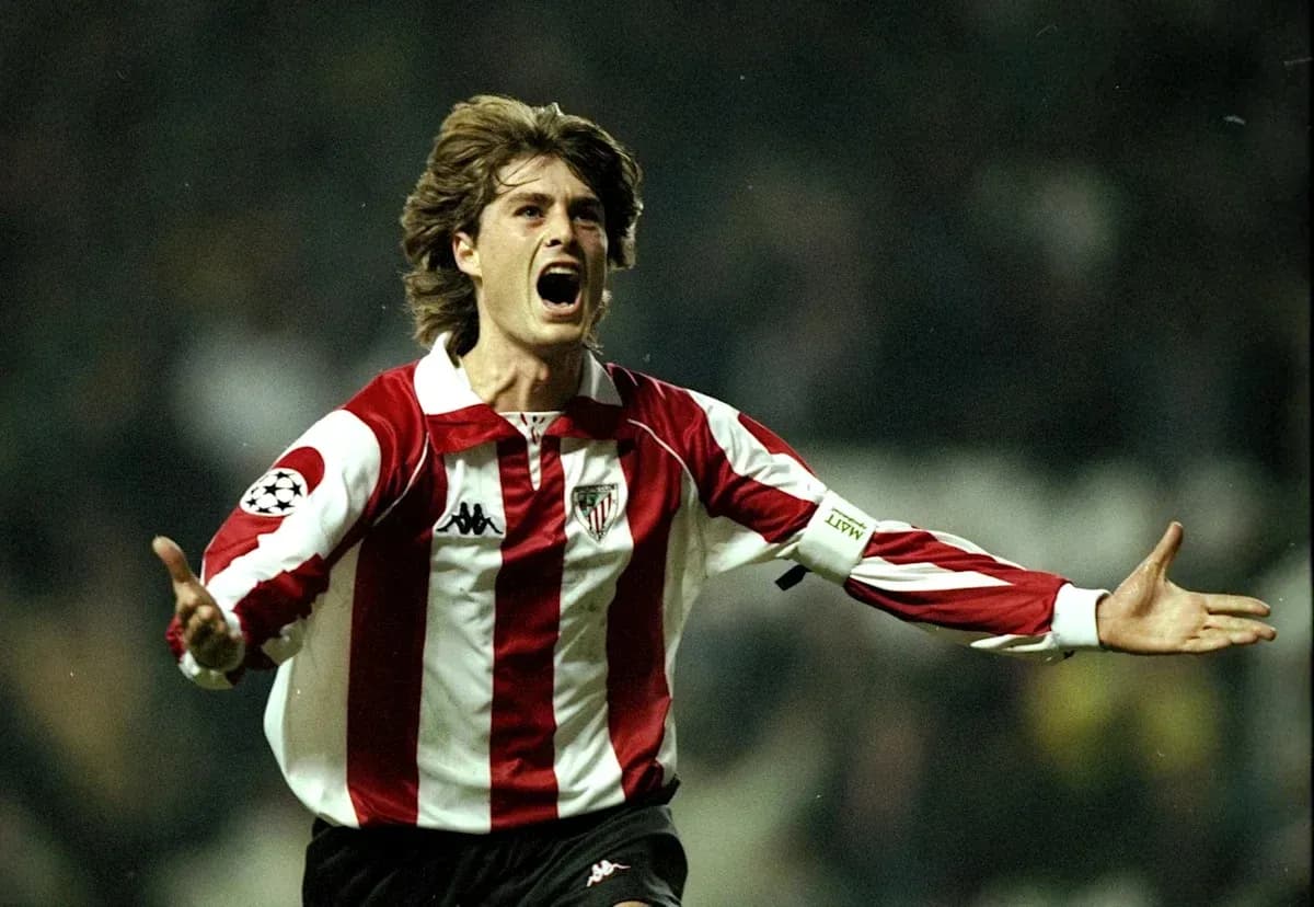 Player celebrating a goal for Athletic Bilbao