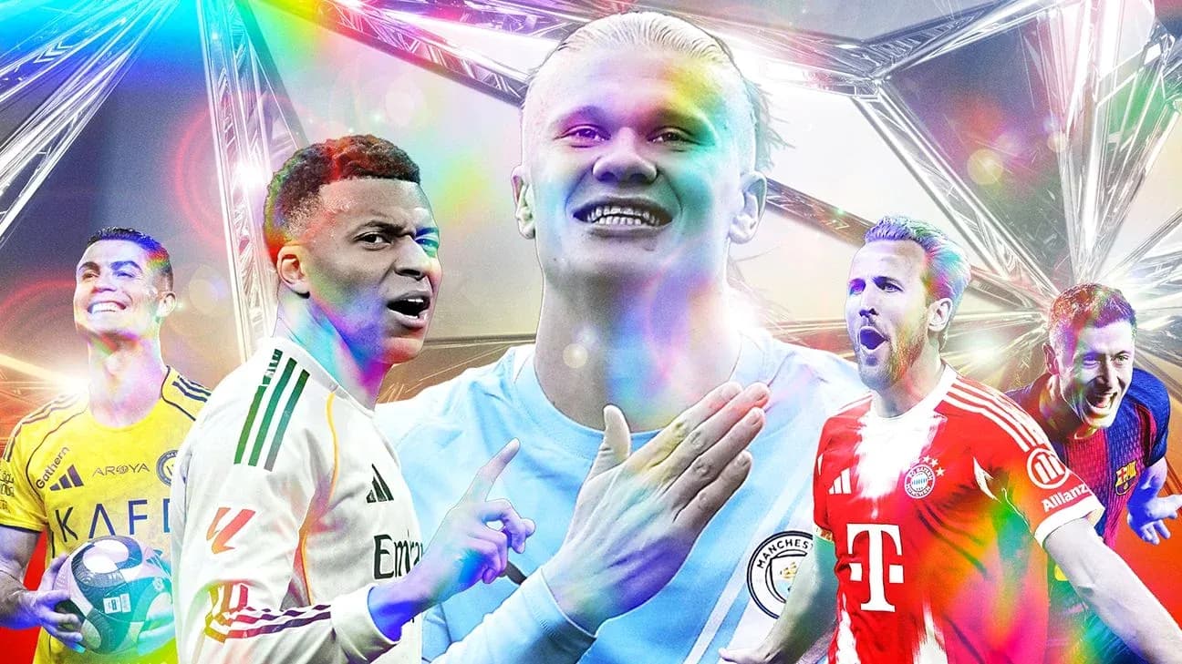 Famous football players celebrating in colorful graphic design
