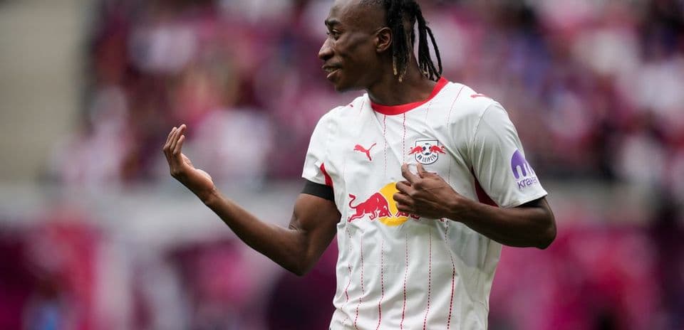 Player gesturing during a match for RB Leipzig